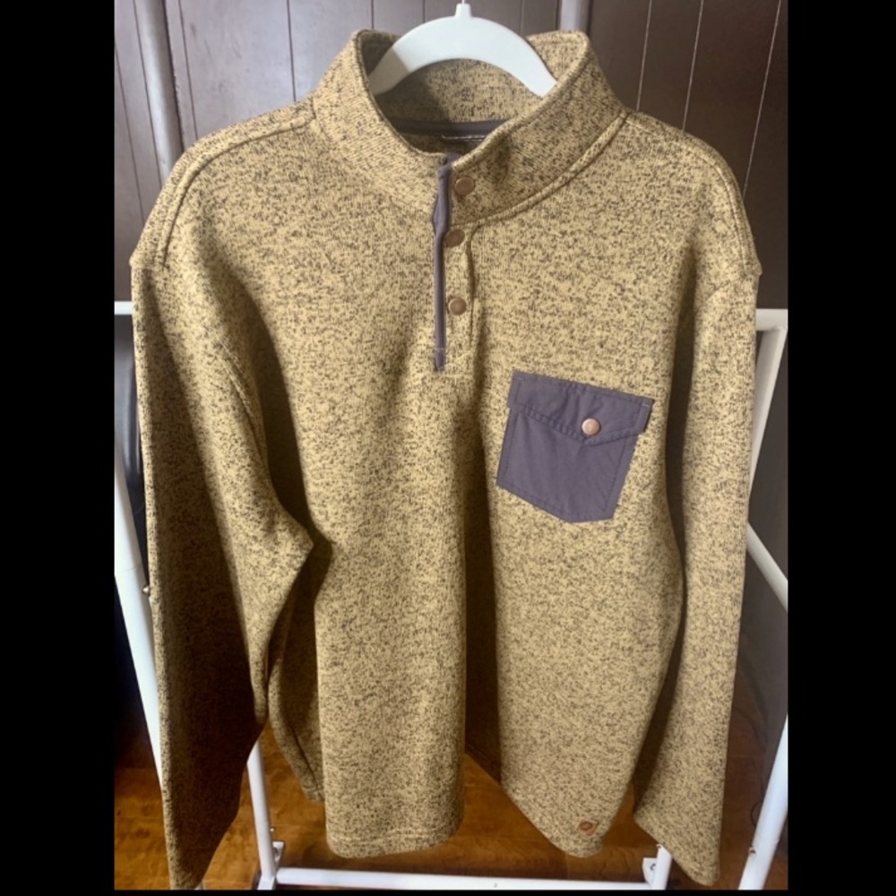 NWT Men’s SOLARIS Pullover in Heathered Goldish-Tan / Navy, Size XL - Picture 4 of 7